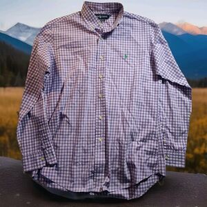Ralph Lauren Men's‎ Check Plaid Purple Large Polo Green Pony Custom Fit 1039